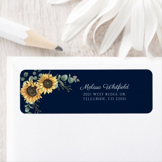 Floral Sunflower Eucalyptus Return Address ラベル (インサイチュ)