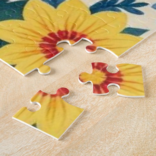Floral Sunflower Folk Art Puzzle ジグソーパズル (側面)