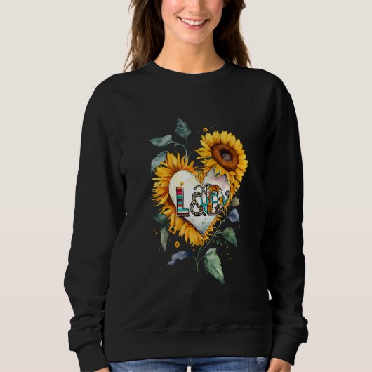 Floral Sunflower Heart L&D Labor and Delivery Nurs スウェットシャツ (正面)
