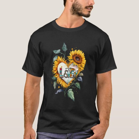 Floral Sunflower Heart L&D Labor and Delivery Nurs Tシャツ (正面)