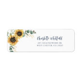 Floral Sunflower Script Return Address ラベル (正面)