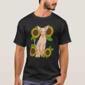 Floral Sunflower Sphynx Cat Lover Tシャツ (正面)
