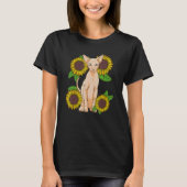 Floral Sunflower Sphynx Cat Lover Tシャツ (正面)