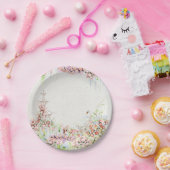 floral swan chic calligraphy bridal shower ペーパープレート (パーティー)