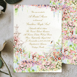 floral swan chic calligraphy bridal shower 招待状