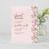 Floral Sweet 16 Party Invitation – Elegant Rustic  招待状 (スタンド正面)