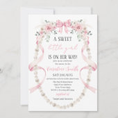  Floral Sweet little girl baby shower 招待状 (正面)