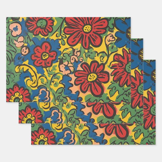 Floral Symphony ラッピングペーパーシート (セット)