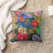 Floral Symphony of Color 16x16 Pillow クッション (ブランケット)