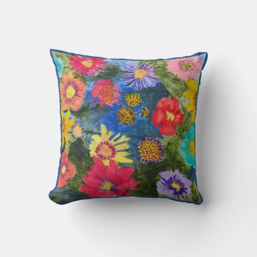 Floral Symphony of Color 16x16 Pillow クッション (正面)