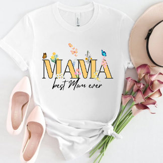 Floral T-shirt: The Best Mom Ever Tシャツ