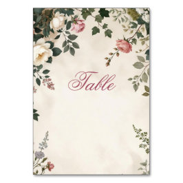 Floral Table Number Card | Blush Rose Garden Brida テーブルナンバー