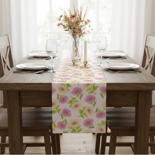 Floral Table Runner - Elegant Wedding & Party ショートテーブルランナー