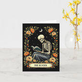 Floral Tarot Card The Reader Skeleton Reading Book カード (黄色い花)