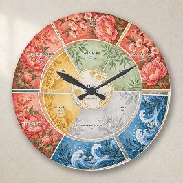 Floral TCM Organ Cycle Five Elements ラージ壁時計