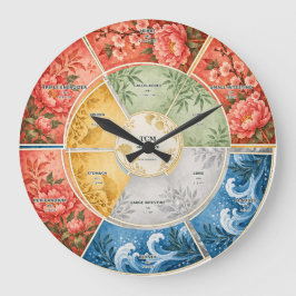 Floral TCM Organ Cycle Five Elements ラージ壁時計