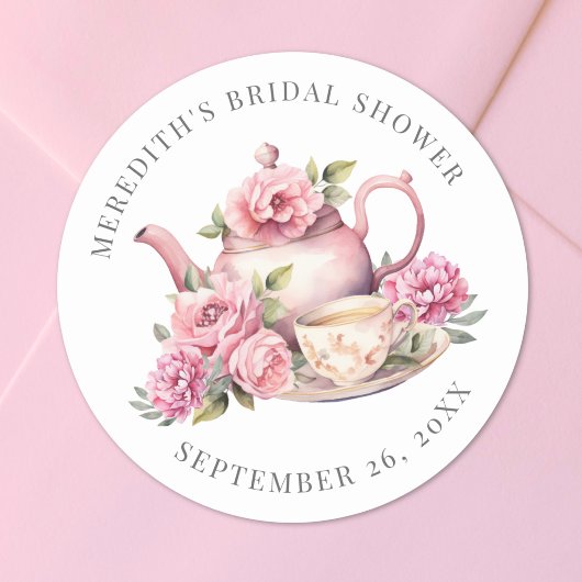 Floral Tea Bridal Shower ラウンドシール