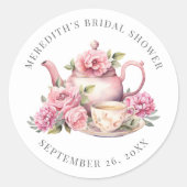 Floral Tea Bridal Shower ラウンドシール (正面)