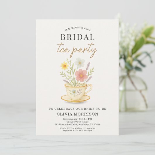 Floral Tea Party Bridal Shower 招待状 (スタンド正面)