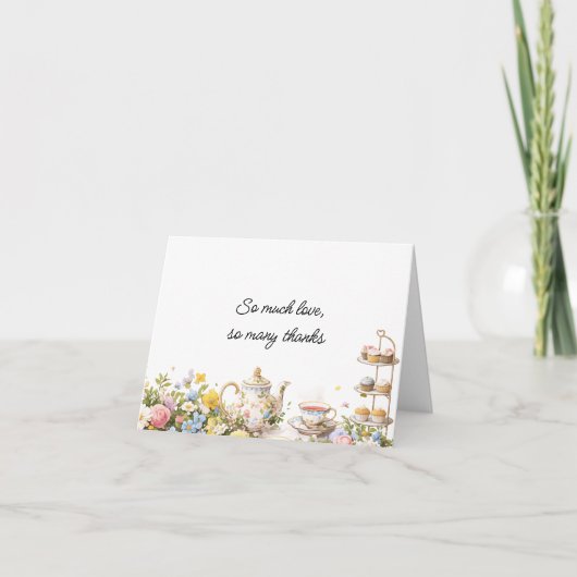 Floral Tea Party Bridal Shower Thank You Card  サンキューカード (正面)