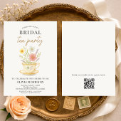 Floral Tea Party QR Code Bridal Shower 招待状