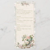 Floral Tea Party Sweet 16 Menu Card メニュー (裏面)