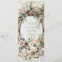 Floral Tea Party Sweet 16 Menu Card メニュー