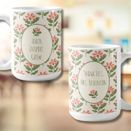 Floral Teacher Appreciation Mug | Custom Name コーヒーマグカップ