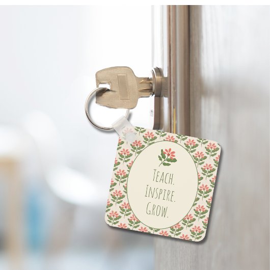 Floral Teacher Keychain | Teach • Inspire • Grow キーホルダー