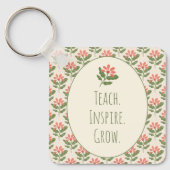 Floral Teacher Keychain | Teach • Inspire • Grow キーホルダー (正面)