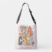 Floral Teacher Name Personalized Back to School クロスボディバッグ (裏面)