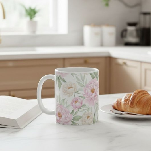 Floral Teacup Design Ceramic Coffee Mug コーヒーマグカップ
