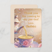 Floral Teacup & Teapot - Pastel Elegant Tea Party サンキューカード (正面/裏面)