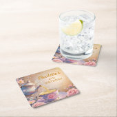 Floral Teacup & Teapot - Pastel Elegant Tea Party スクエアペーパーコースター (インサイチュ)