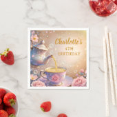 Floral Teacup & Teapot - Pastel Elegant Tea Party スタンダードカクテルナプキン (インサイチュ)