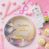 Floral Teacup & Teapot - Pastel Elegant Tea Party ペーパープレート (パーティー)