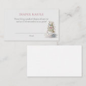 Floral Teacups Baby Shower Diaper Raffle Ticket エンクロージャーカード (正面/裏面)