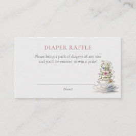 Floral Teacups Baby Shower Diaper Raffle Ticket エンクロージャーカード