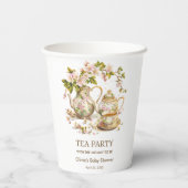 Floral Teapot Tea Party Time for Tea Baby Shower  紙コップ (裏面)