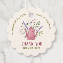 Floral Teapot "Thank You for Your Order" Scalloped フェイバータグ