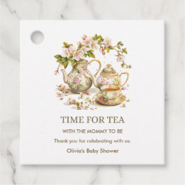Floral Teapot Time for Tea Baby Shower  フェイバータグ