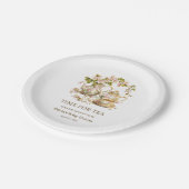 Floral Teapot Time for Tea Baby Shower  ペーパープレート (アングル)