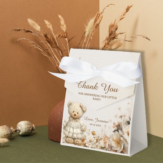 Floral Teddy Bear Baby Shower Favor Box フェイバーボックス