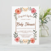  Floral Teddy Bear Baby Shower Invitation Neutral  招待状 (スタンド正面)
