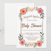  Floral Teddy Bear Baby Shower Invitation Neutral  招待状 (正面/裏面)