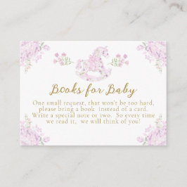 Floral Teddy Bear Toile Girl Shower Books エンクロージャーカード