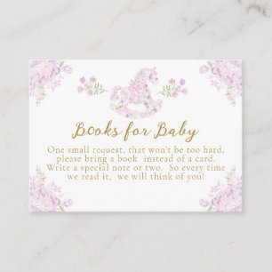 Floral Teddy Bear Toile Girl Shower Books エンクロージャーカード