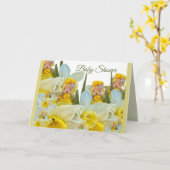 Floral teddy bears flowers narcissus daffodil  カード (黄色い花)
