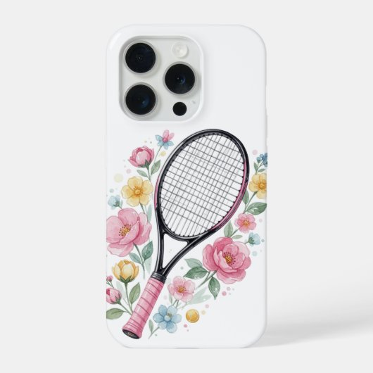Floral Tennis Phone Case Girly Aesthetic Sports iPhoneケース (裏面)