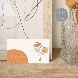 Floral Terracotta Minimalist Business Card 名刺